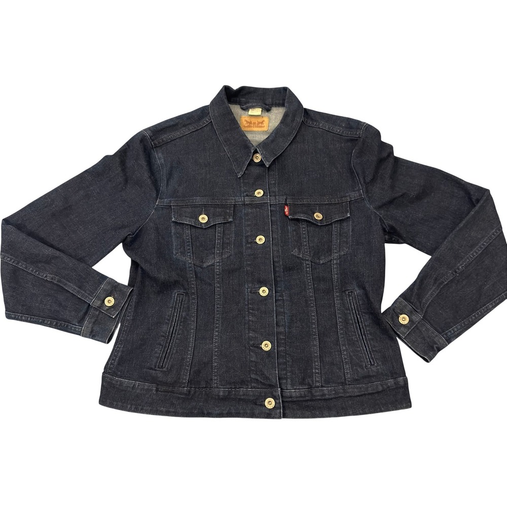 Levis Denim Trucker Jacket Womens XL Dark Wash Indigo Jean Jacket CA00342
